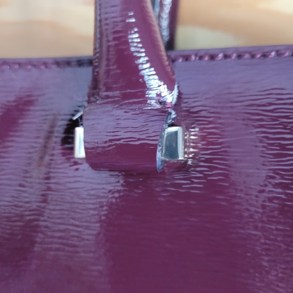 Patent Berry Plum Leather Satchel - Picture 8 of 10